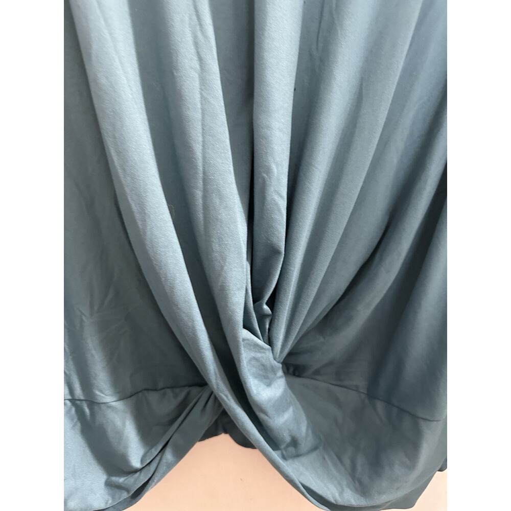Tahari Sport Women’s 1X Twist Front Top Long Sleeve Stretch Athleisure Teal - Picture 2 of 4